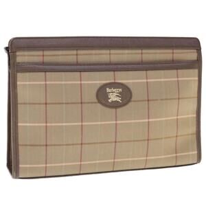 Vintage Burberrys Plaid Canvas Clutch Bag